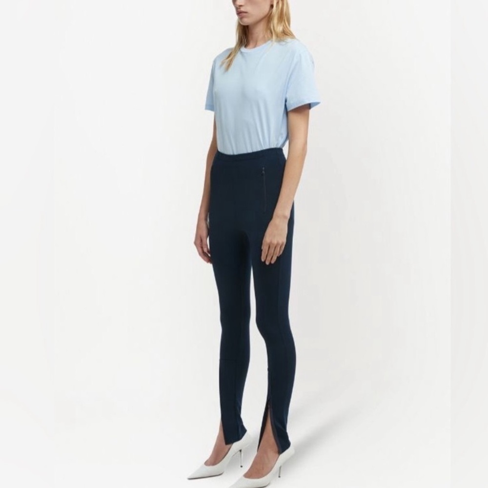 NWT Wardrobe NYC Dark Navy Blue Front Zip Ponte High Waist Leggings Pants Large